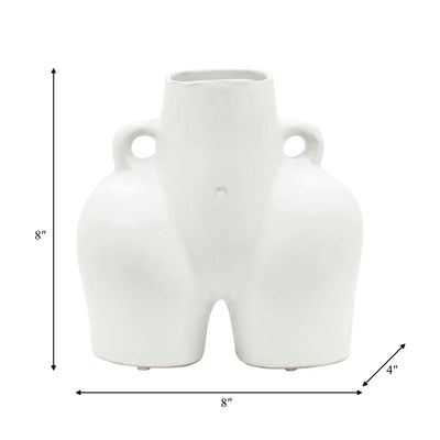 CER, 7" HALF BODY VASE, WHITE