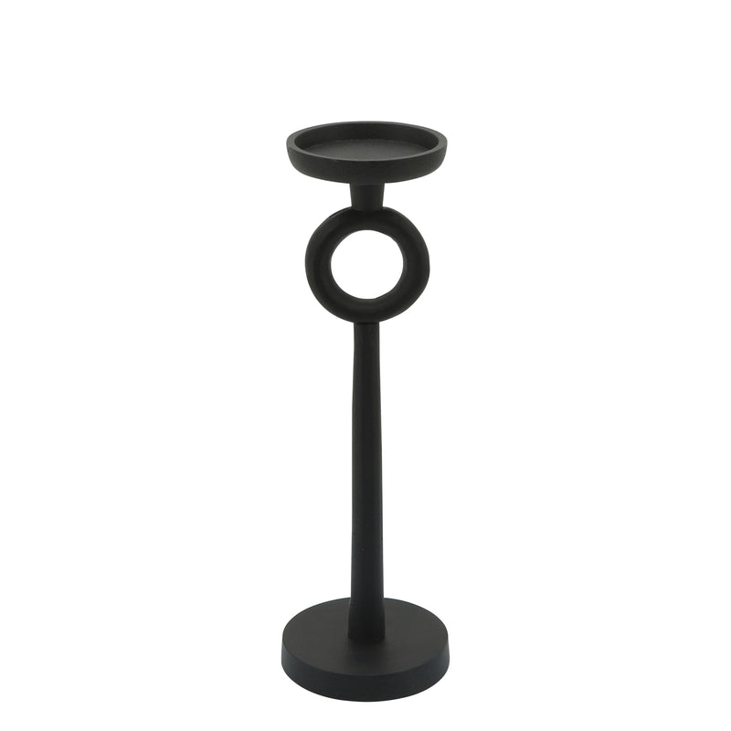 13"H METAL CANDLE HOLDER, BLACK