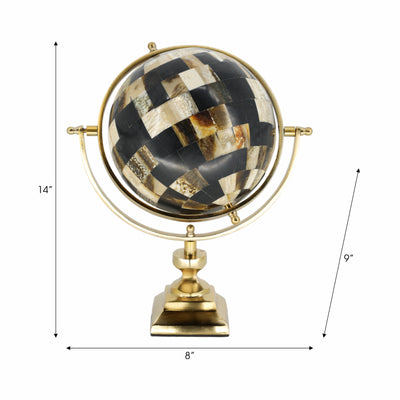 14"h Globe, Brown/gold