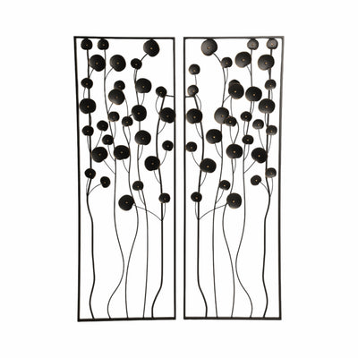 S/2 36" Dainty Flowers Metal Wall D?cor, Black/gol