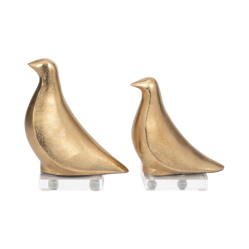 S/2 7/8" Lissa Birds, Gold