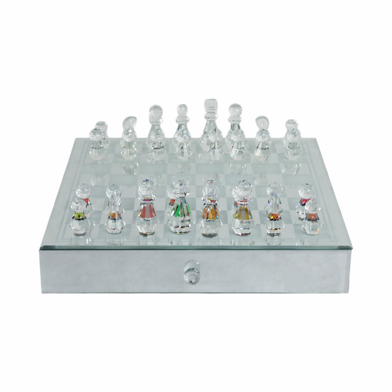 CRYSTAL / MIRRORED CHESS SET,SILVER