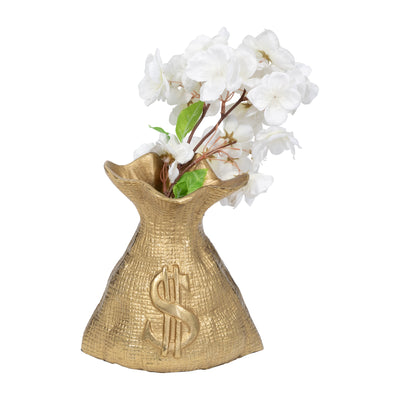 Metal, 8" Money Bag, Gold