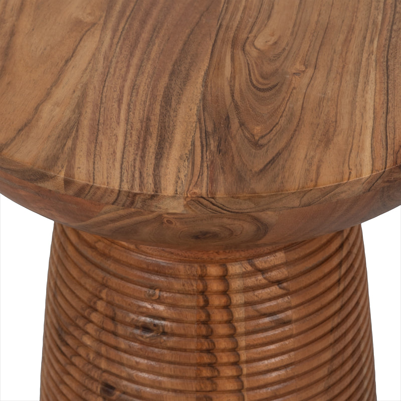 20" Grooved Base Wood Accent Table, Natural