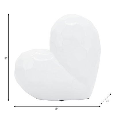 WHITE CERAMIC HEART, 8"