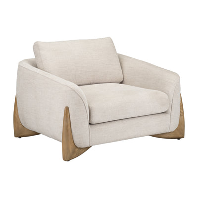 CHAIR W/ WOOD ACCENT, BEIGE