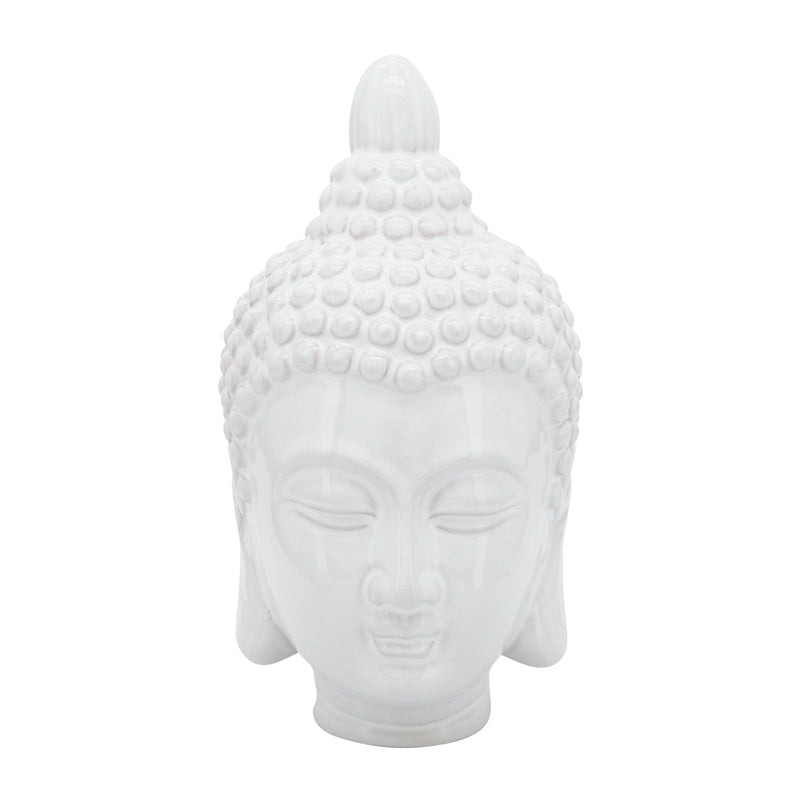 CERAMIC 10" BUDDHA HEAD, WHITE