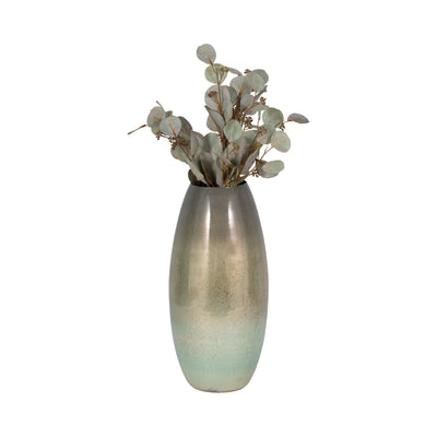 17" Curved Glass Vase Green Mercury Ombre, Multi