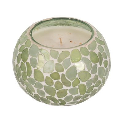 Glass, 5" 19 Oz Mosaic Scented Candle, Light Green