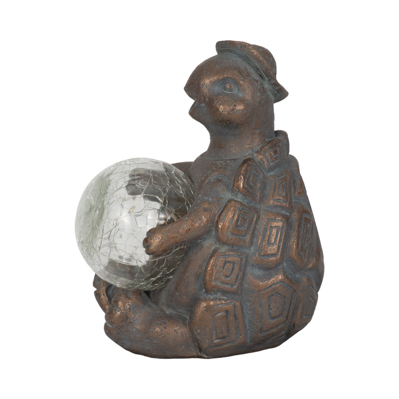 7" Turtle With Solar Orb, Antique Copper