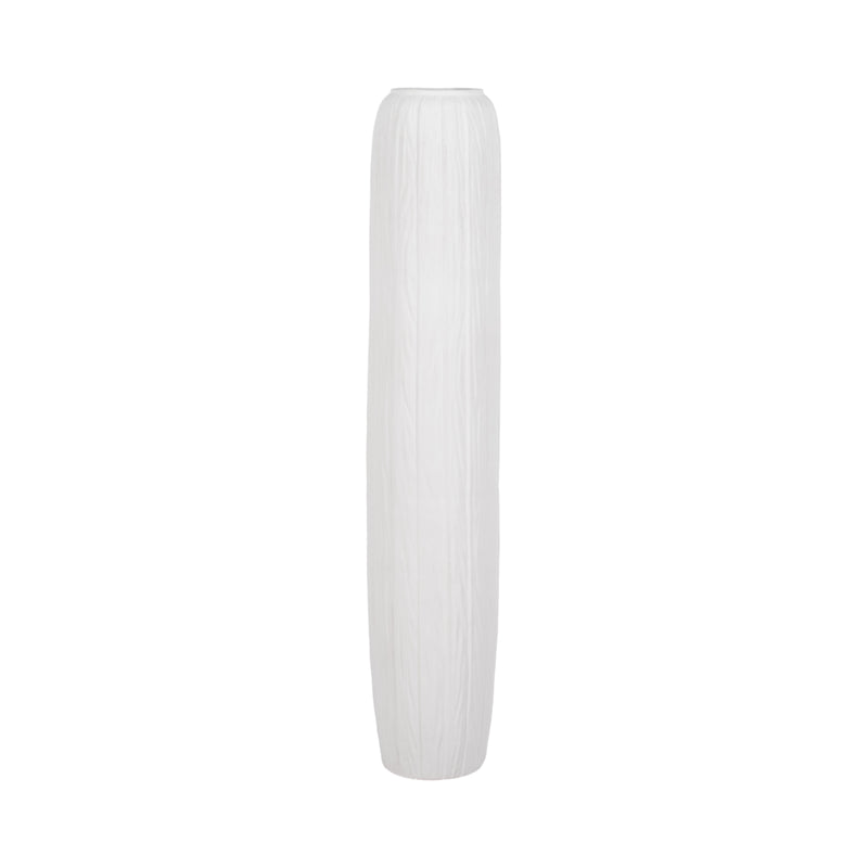 48" Rough Cylinder Floor Vase, White