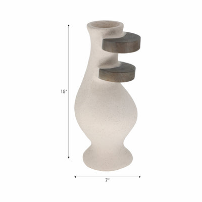 Ecomix, 15" Abstract Vase, Ivory