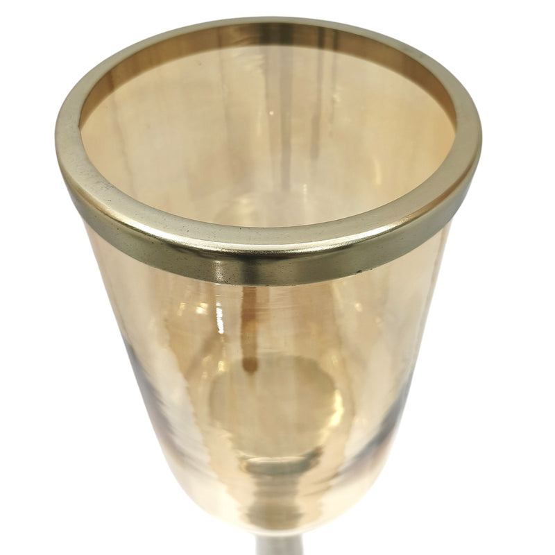 34" Illum Small Gold Glass Candle Hurricane