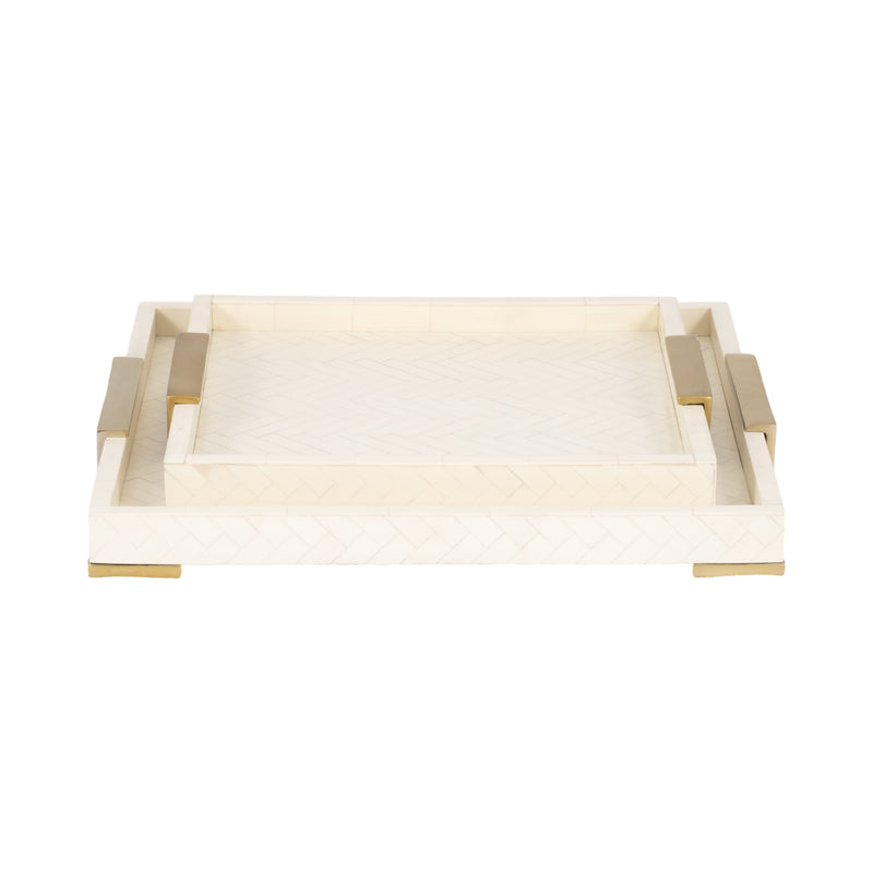 S/2 16/20" Carley Resin Trays, Natural