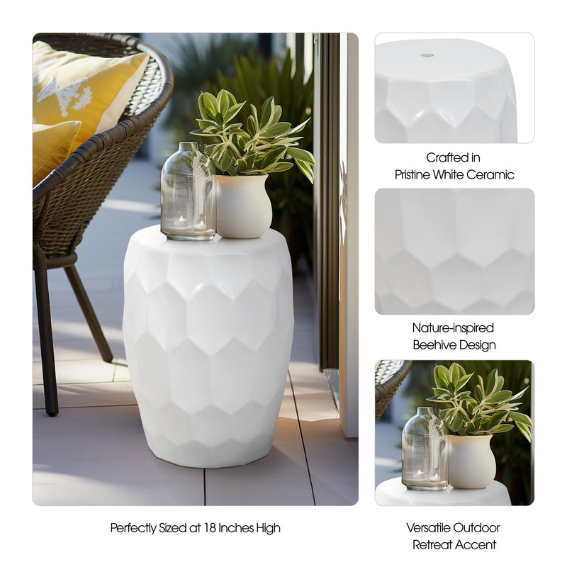 Cer,, 18" Beehive Stool, White