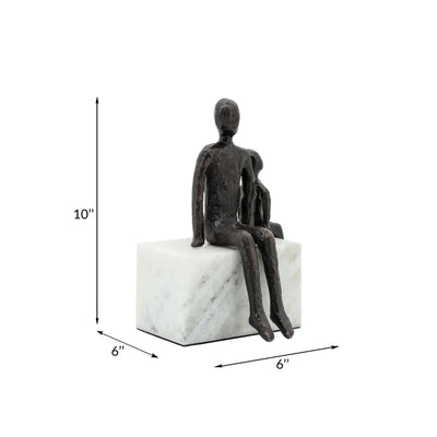 METAL, 10", DAD & SON SITTING SCULPTURE