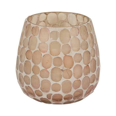 Glass, 4" 11 Oz Mosaic Scented Candle, Soft Pink