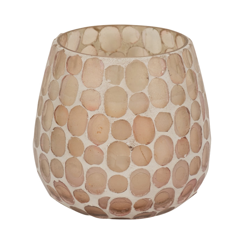 Glass, 4" 11 Oz Mosaic Scented Candle, Soft Pink