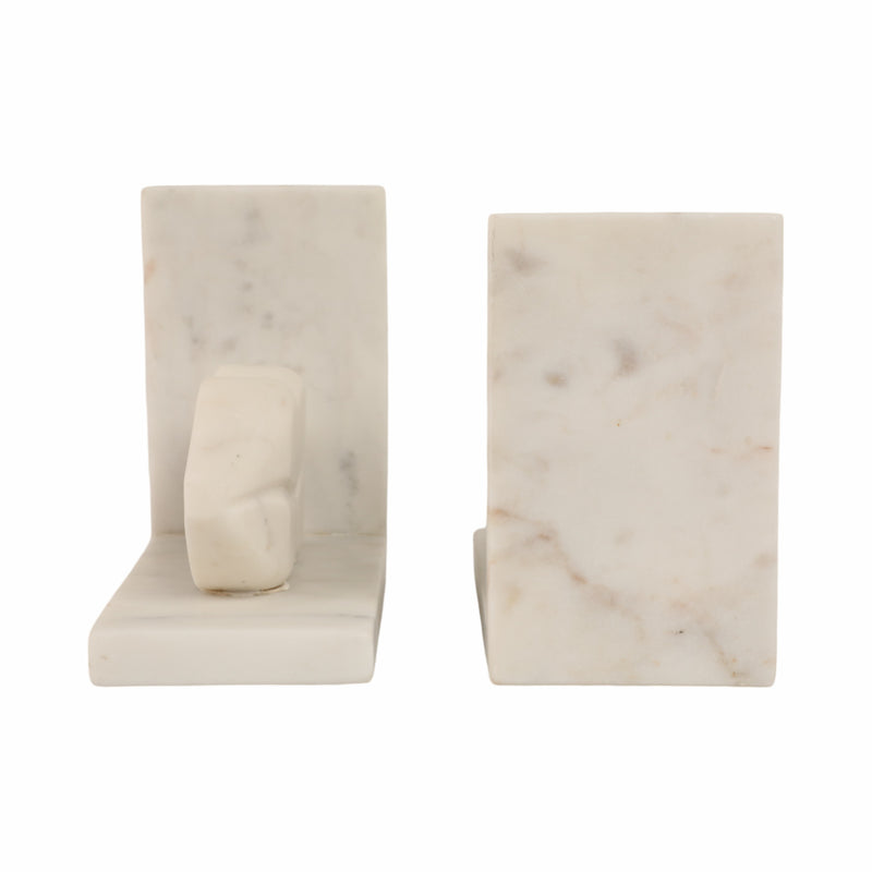 S/2 5" Lips Marble Bookends, White