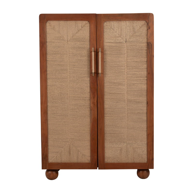 60" ACACIA WOOD ARMOIRE, BROWN