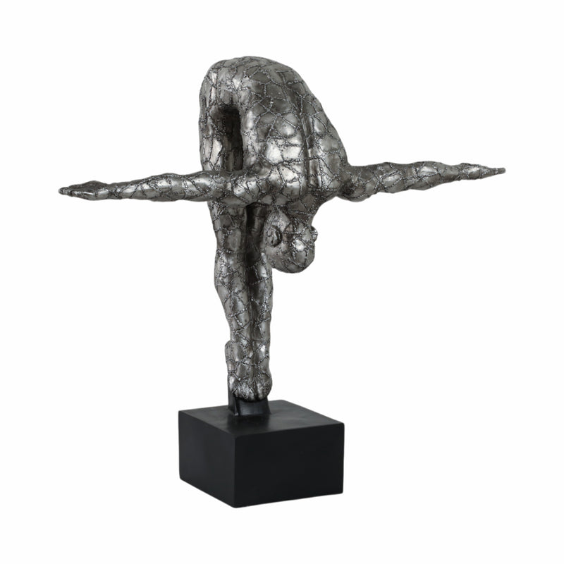 RESIN, 24"H BOWING HUMAN, GUNMETAL