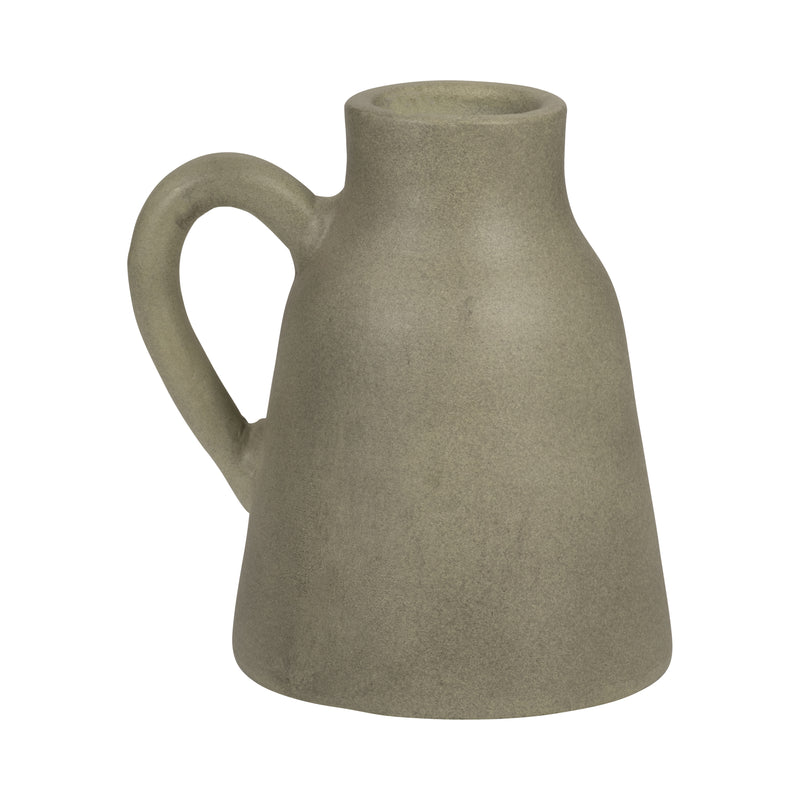 TERRACOTTA, 8" VASE W/ HANDLE, SAGE GREEN