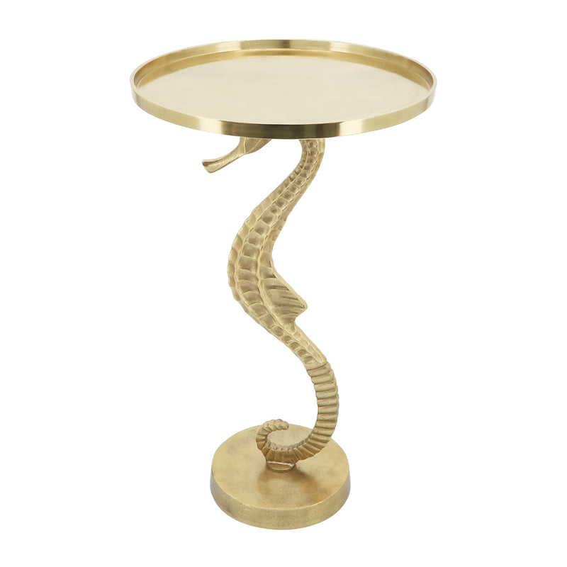 METAL, 24" SEAHORSE SIDE TABLE, GOLD KD