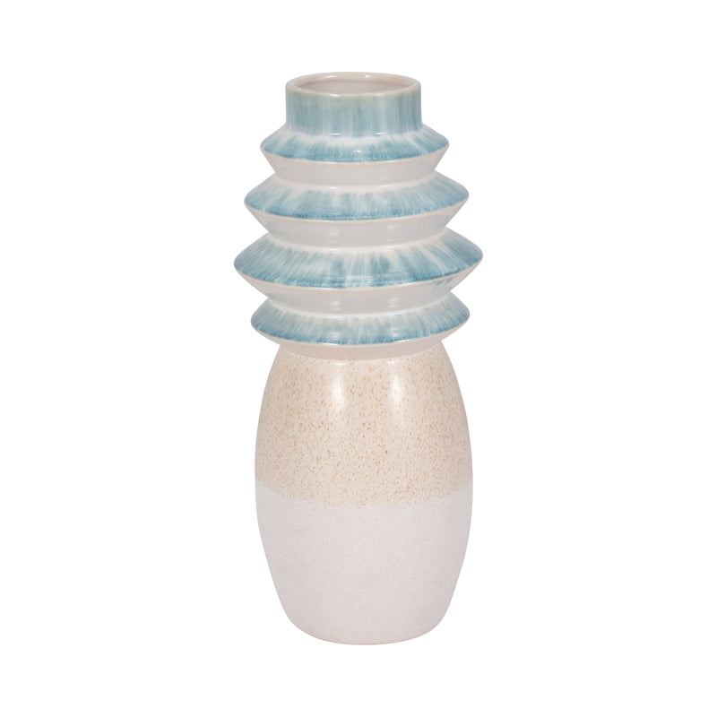 15" Fluted Top Vase Reactive Finish, Multi