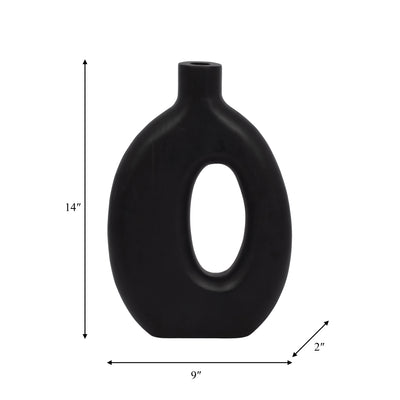 Wood, 14"H Cut-Out Vase, Black