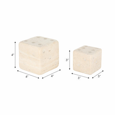 S/2 3/4" Mistry Travertine Dice