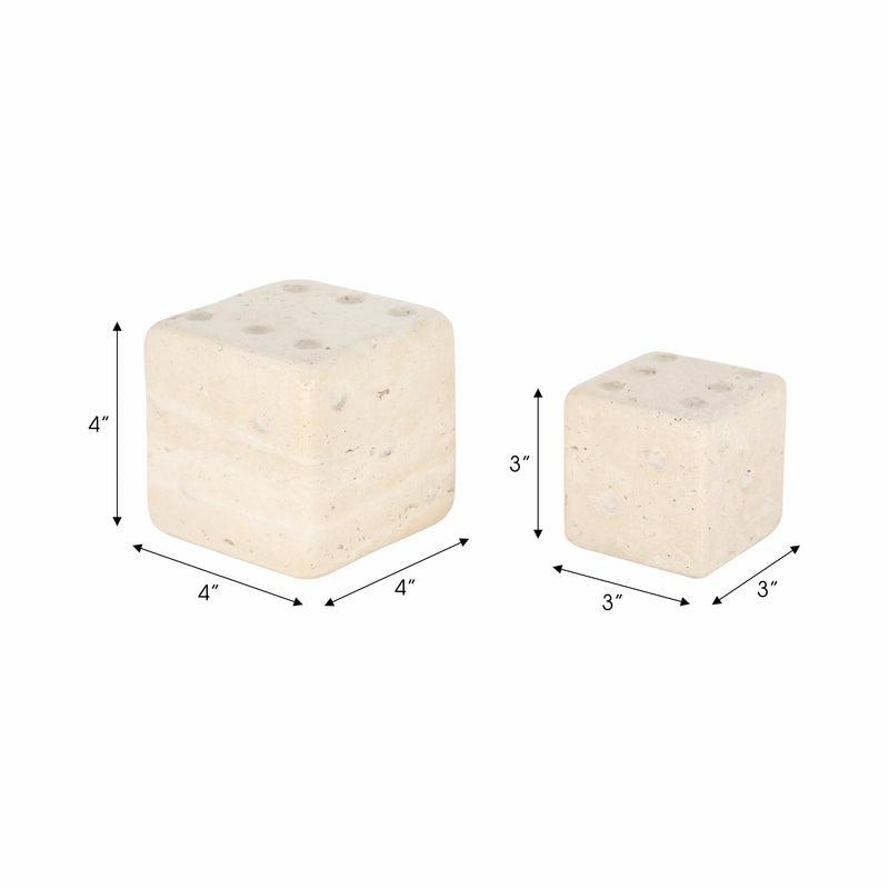 S/2 3/4" Mistry Travertine Dice