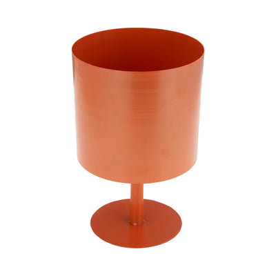 Ec Metal,8",flat Round Base Planter,burnt Orange