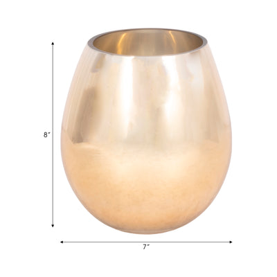 GLASS 8"H METALLIC VASE, GOLD