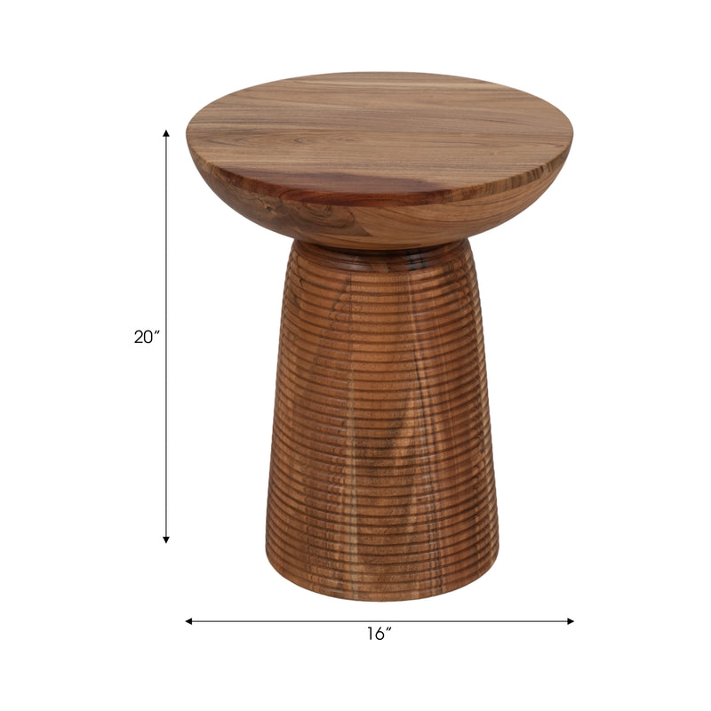 20" Grooved Base Wood Accent Table, Natural