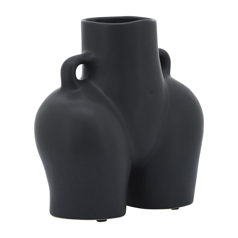 CER, 7" HALF BODY VASE, BLACK