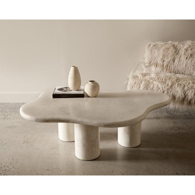 Serenity Off-White Stone Marble Center Table By Alhome