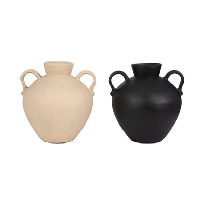 TERRACOTTA, 17" ORGANIC JUG WITH 2 HANDLES, IVORY