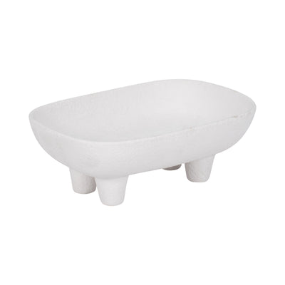 10" Footed Rounded Rectangle Bowl, White