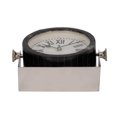 METAL TABLE CLOCK 7''  NICKEL BLACK