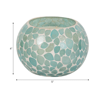 Glass, 5" 19 Oz Mosaic Scented Candle, Light Blue