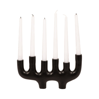 METAL, 13" 6 TAPER CANDELABRA, BLACK