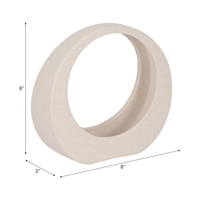 8" Sand Glaze Loop Object, White