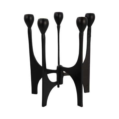 METAL, 11" 5-TAPER CANDELABRA, BLACK