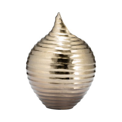 METAL,12",SHELL LIKE VASE,GOLD