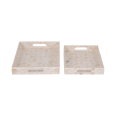 Capiz, S/2 16/18" Rectangular Trays, Natural