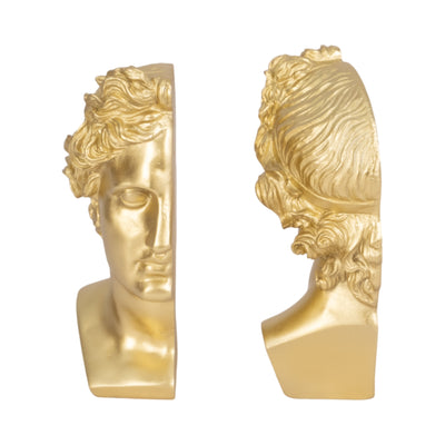 S/2 Resin, 9" Greek Goddess Bookends, Gold