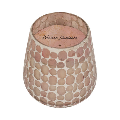 Glass, 5" 18 Oz Mosaic Scented Candle, Soft Pink