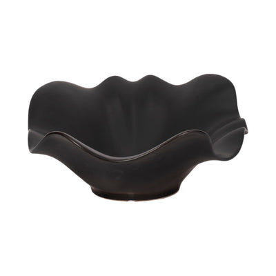 18" Ruffled Edge Bowl Matte Finish, Black