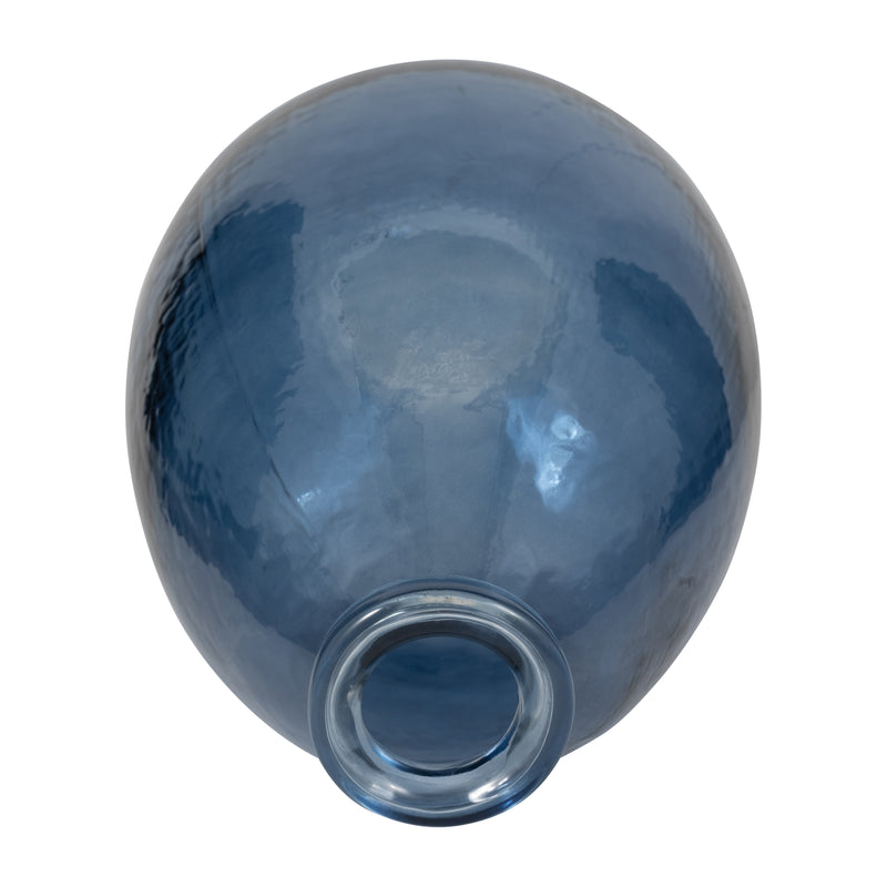 GLASS, 15" BALLOON VASE, BLUE