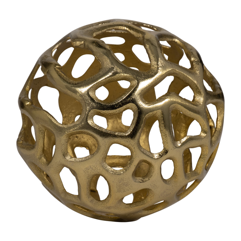 Metal, 6" Cut-out Orb, Gold